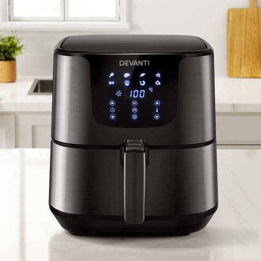 Devanti Air Fryer – 7L Capacity, LCD Touch Control, Black