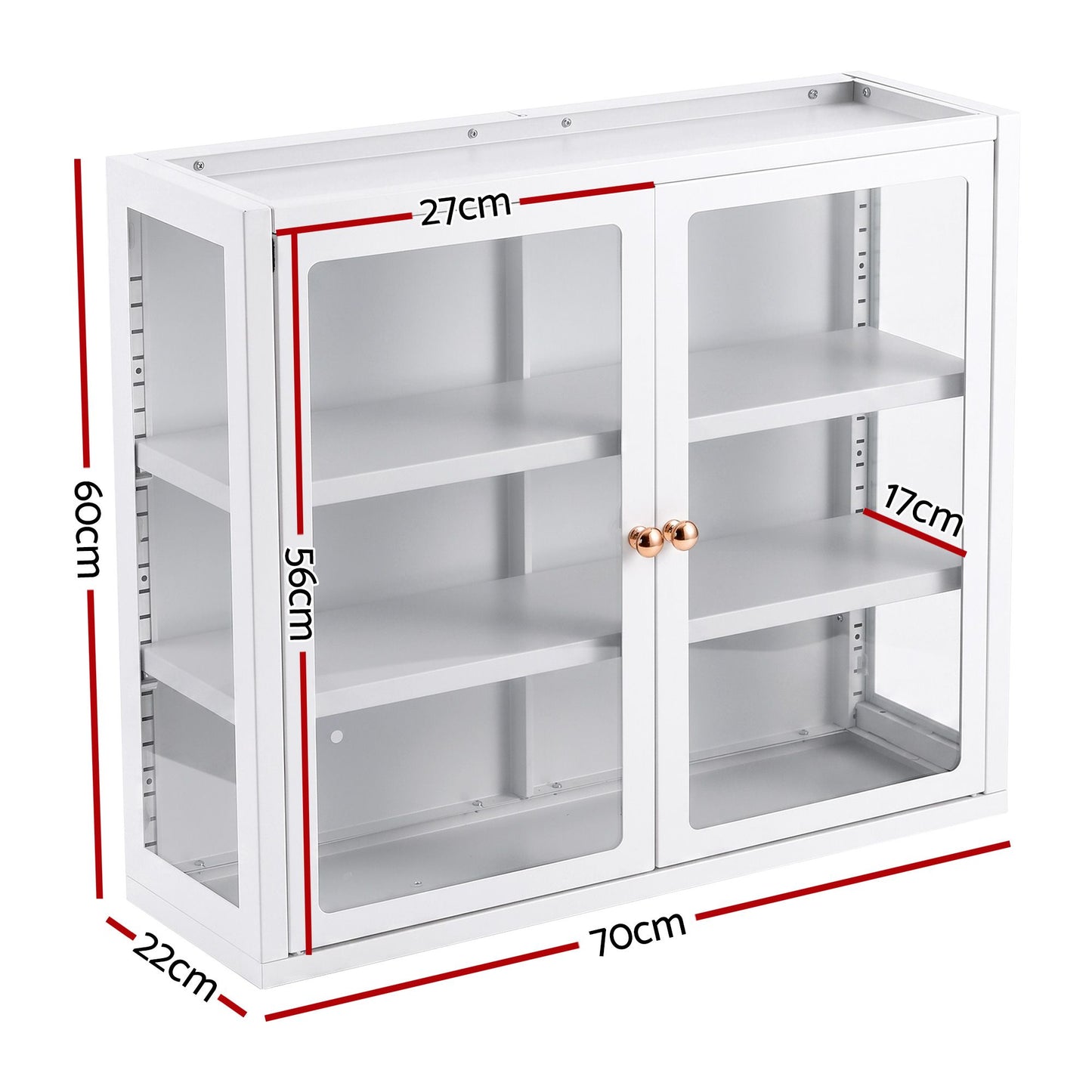 Artiss Buffet Cabinet Sideboard X2 Wall Mounted Clear Display Storage 60cm White