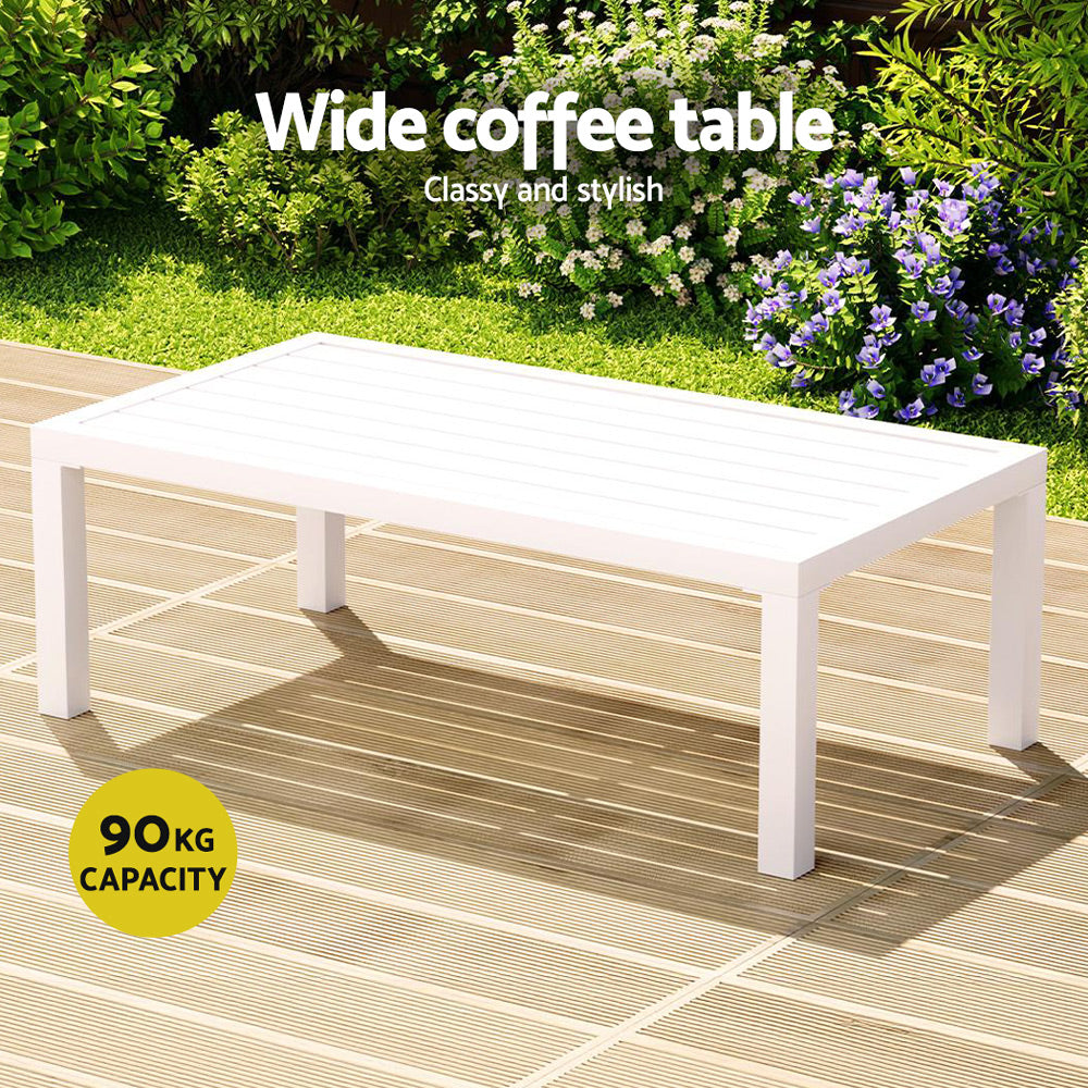 4-Seater Outdoor Sofa Set – Aluminium Frame, Grey Cushions