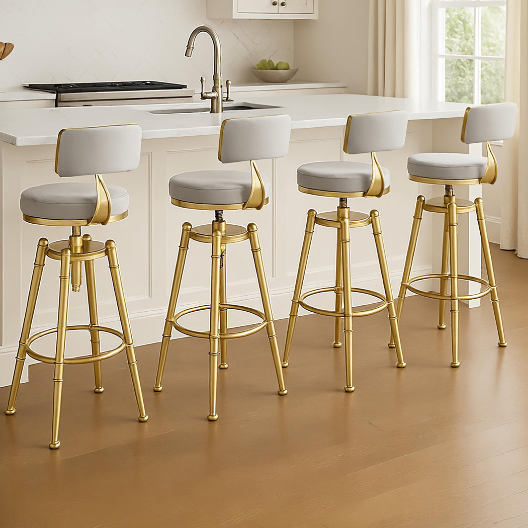 Levede 4x Swivel Bar Stools Kitchen Bar Chair Grey-2065254250719612935