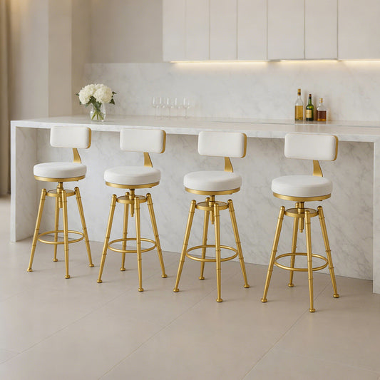 Levede 4x Bar Stools Swivel Kitchen Bar Chair White-2065254250971271175