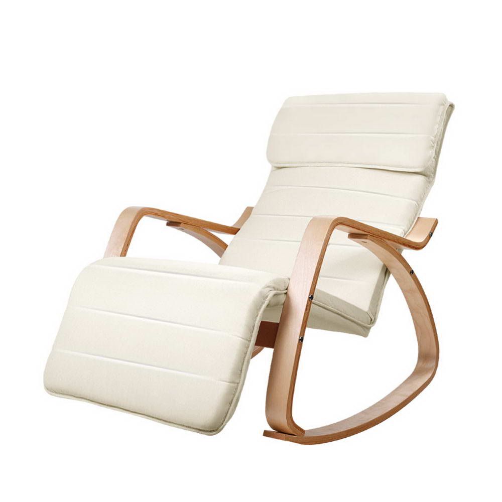 TWSC Rocking Armchair Footrest Nursing Beige Afton