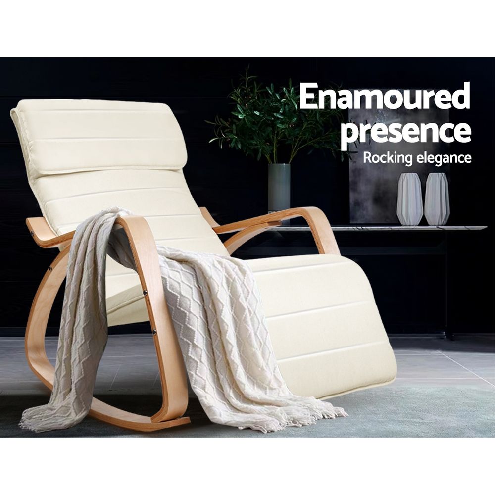 TWSC Rocking Armchair Footrest Nursing Beige Afton