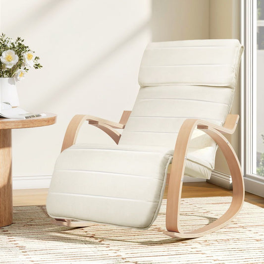 TWSC Rocking Armchair Footrest Nursing Beige Afton