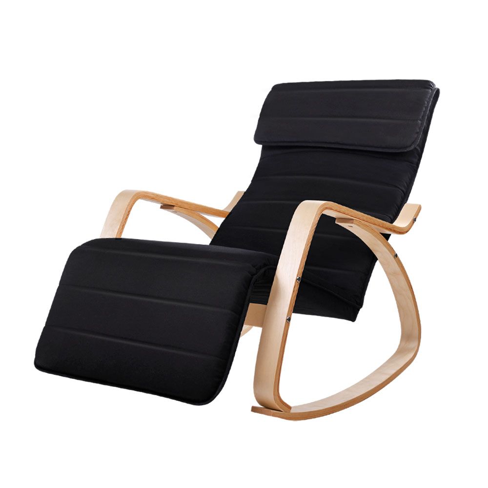 TWSC Rocking Armchair Footrest Nursing Black Afton