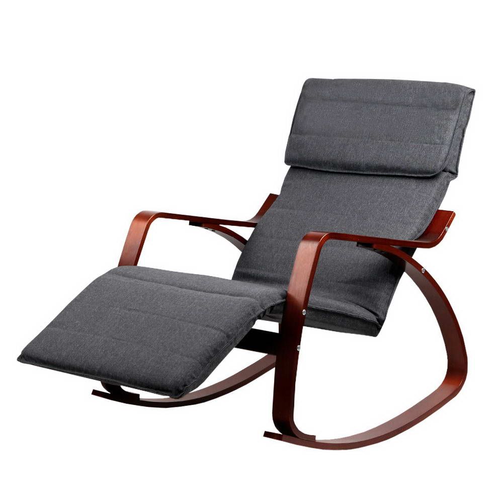 TWSC Rocking Armchair Footrest Nursing Charcoal Afton