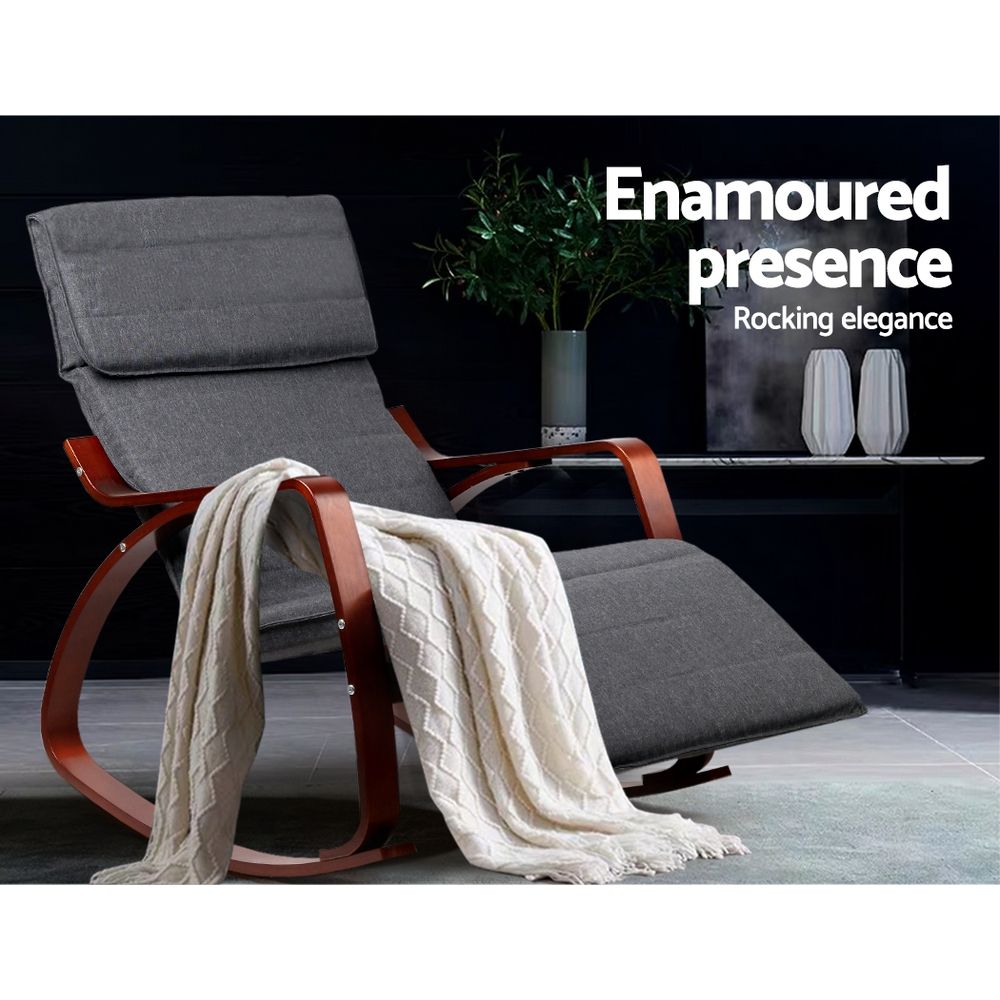 TWSC Rocking Armchair Footrest Nursing Charcoal Afton