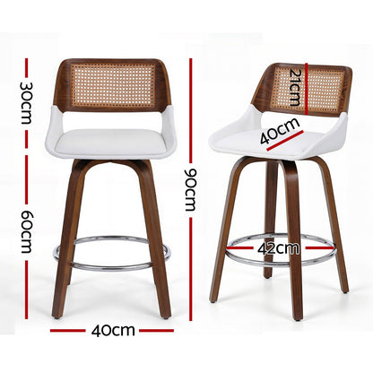 TWSC Wooden Bar Stools Set of 3 Swivel Kitchen Counter Stool Chair 60cm Seat Height