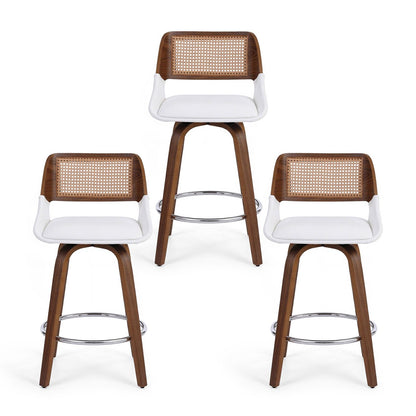 TWSC Wooden Bar Stools Set of 3 Swivel Kitchen Counter Stool Chair 60cm Seat Height