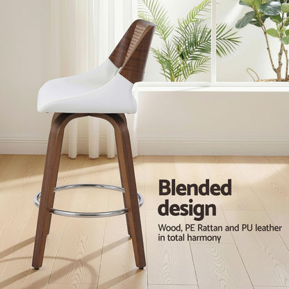 TWSC Wooden Bar Stools Set of 3 Swivel Kitchen Counter Stool Chair 60cm Seat Height