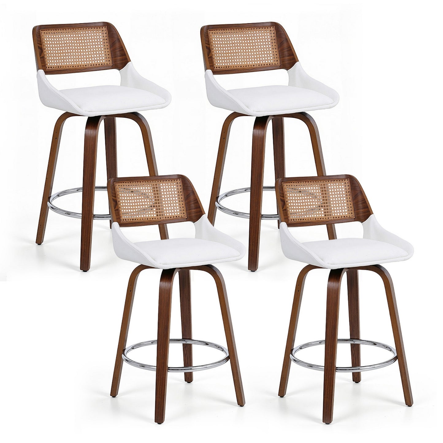 Wooden Swivel Bar Stools Set of 4 – 60cm Seat Height, Kitchen Counter Chairs