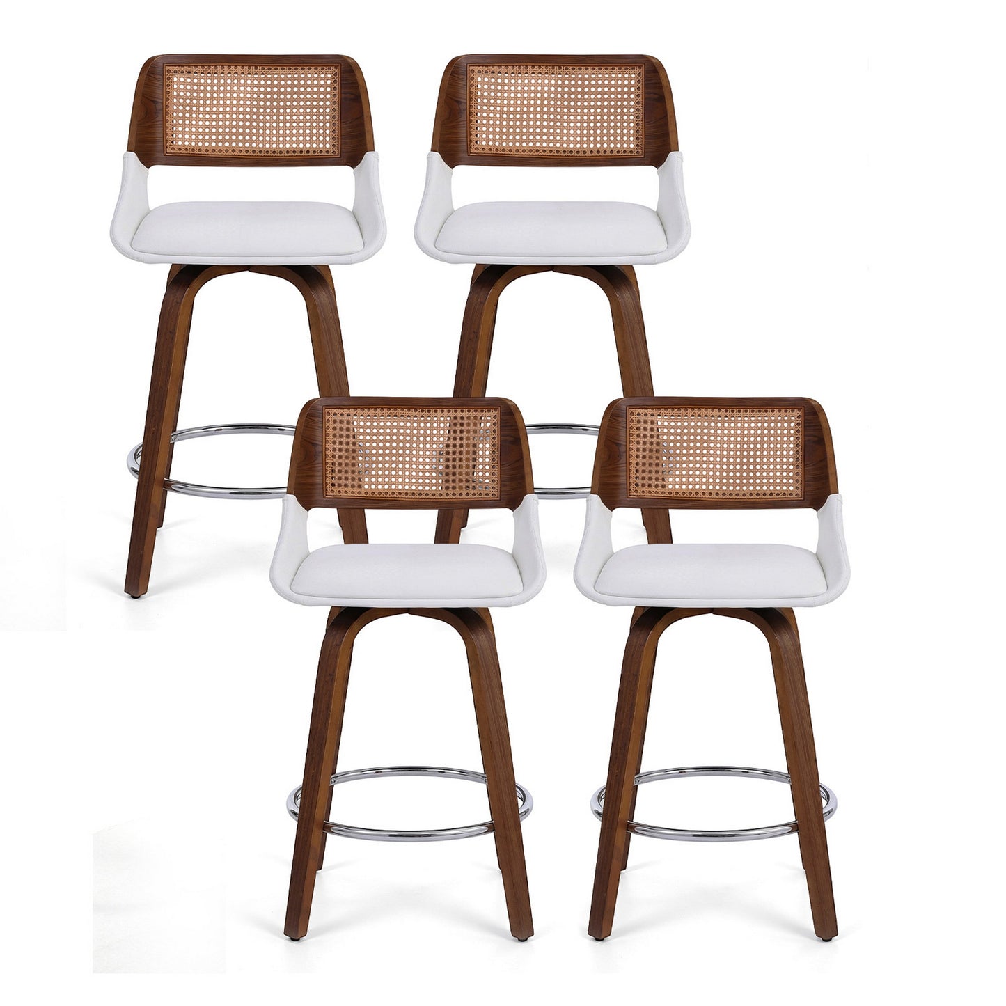 Wooden Swivel Bar Stools Set of 4 – 60cm Seat Height, Kitchen Counter Chairs