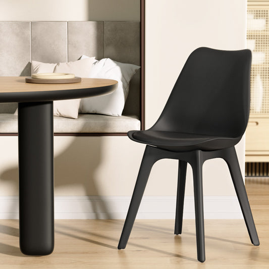 TWSC Dining Chairs Set of 4 Leather Plastic DSW Replica Black