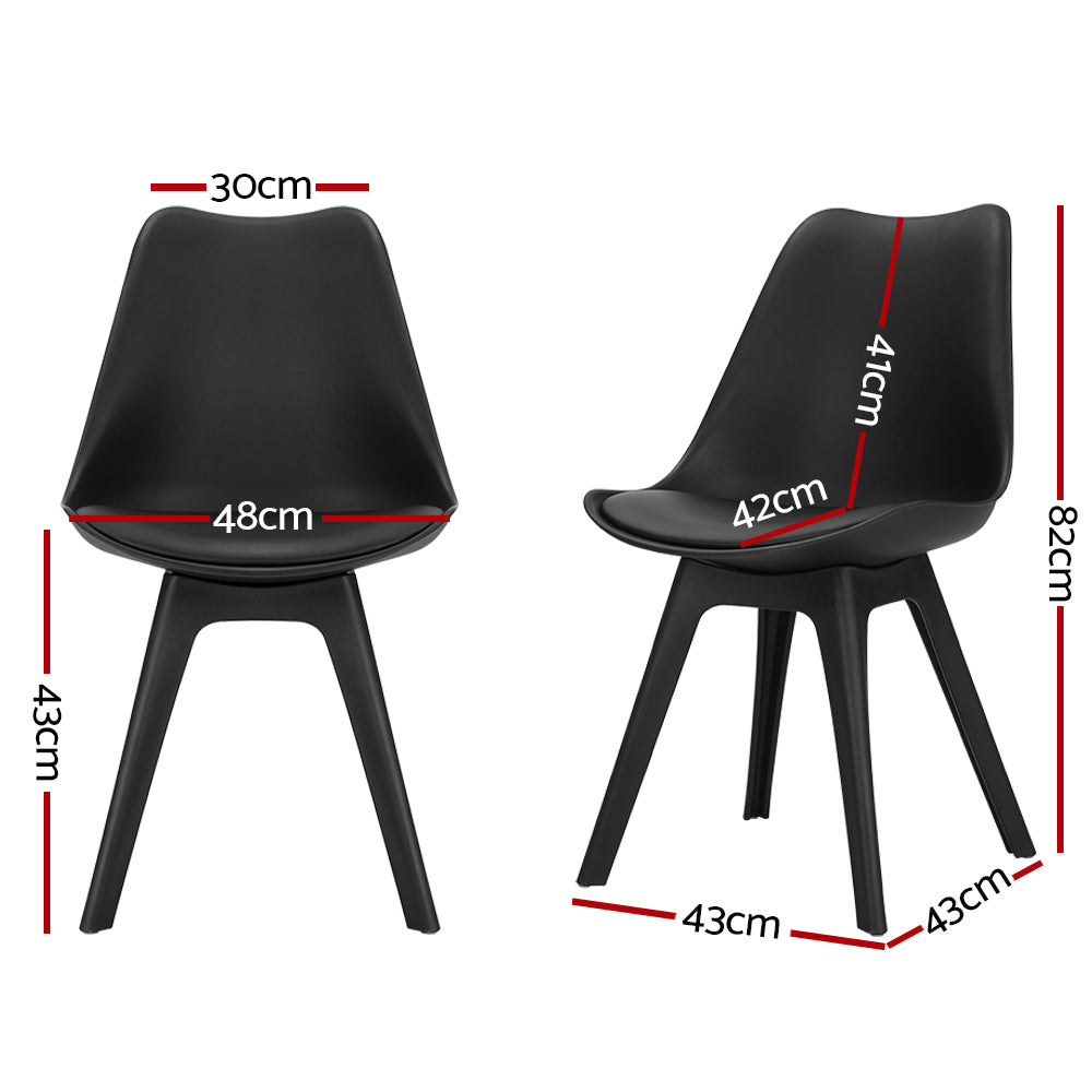 TWSC Dining Chairs Set of 4 Leather Plastic DSW Replica Black