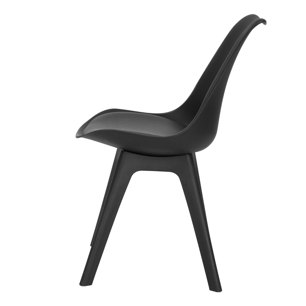 TWSC Dining Chairs Set of 4 Leather Plastic DSW Replica Black