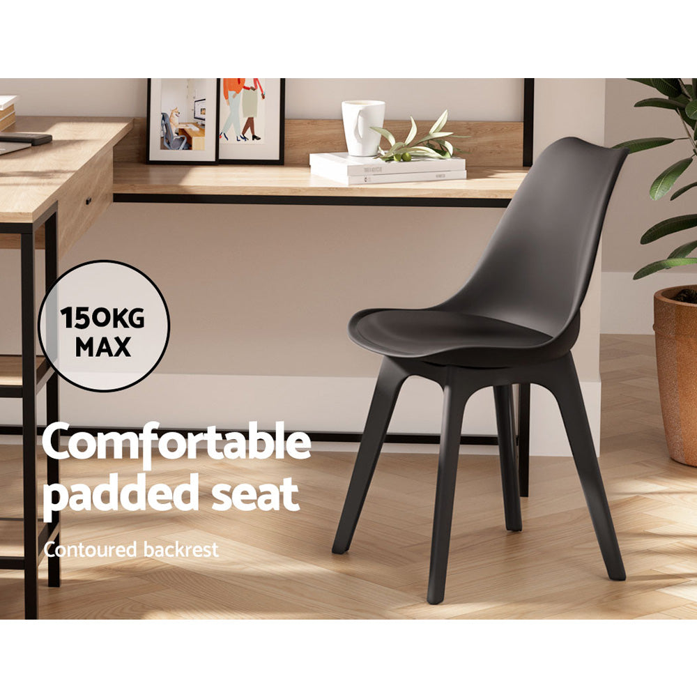 TWSC Dining Chairs Set of 4 Leather Plastic DSW Replica Black