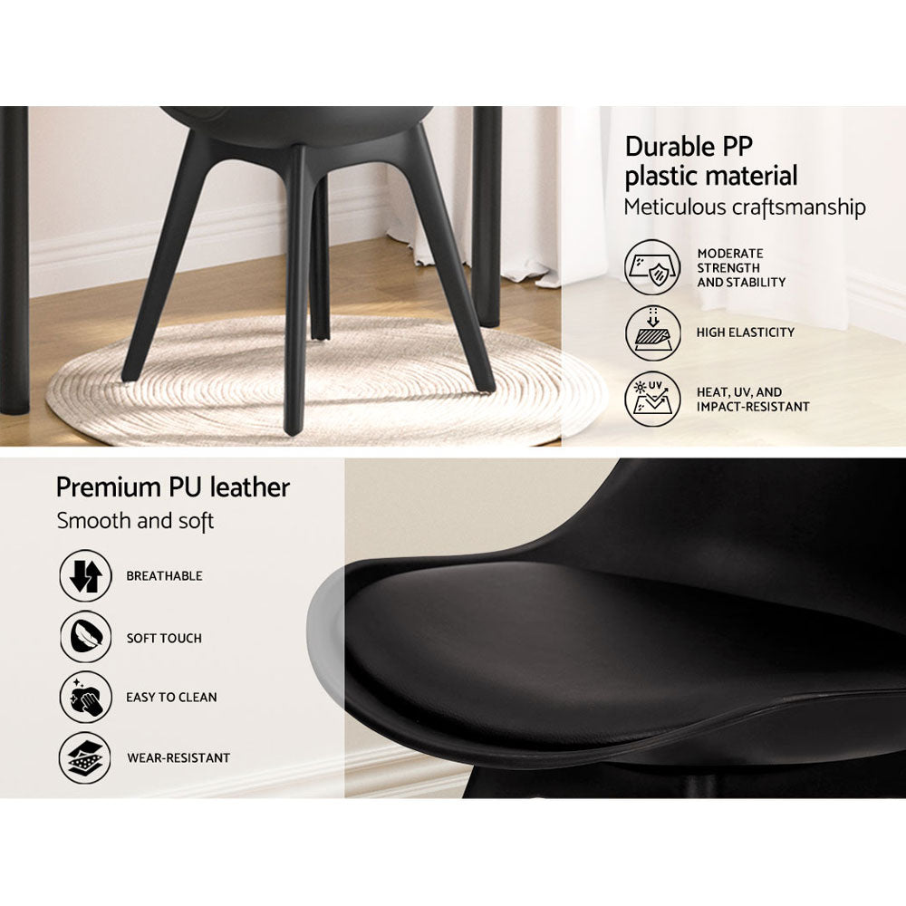 TWSC Dining Chairs Set of 4 Leather Plastic DSW Replica Black