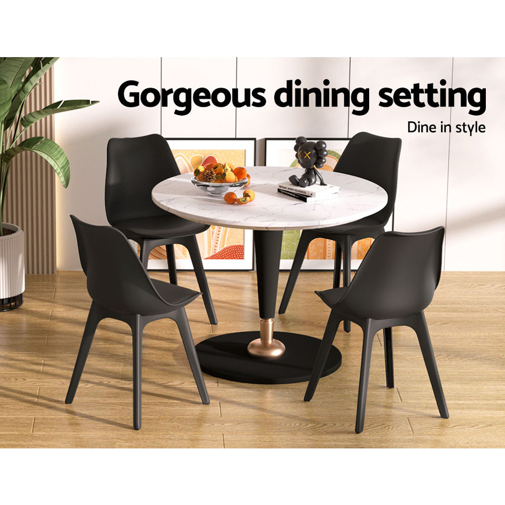 TWSC Dining Chairs Set of 4 Leather Plastic DSW Replica Black