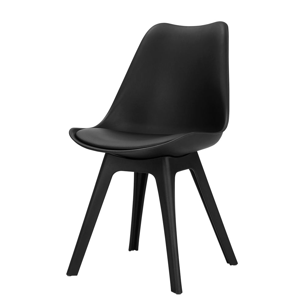 TWSC Dining Chairs Set of 4 Leather Plastic DSW Replica Black