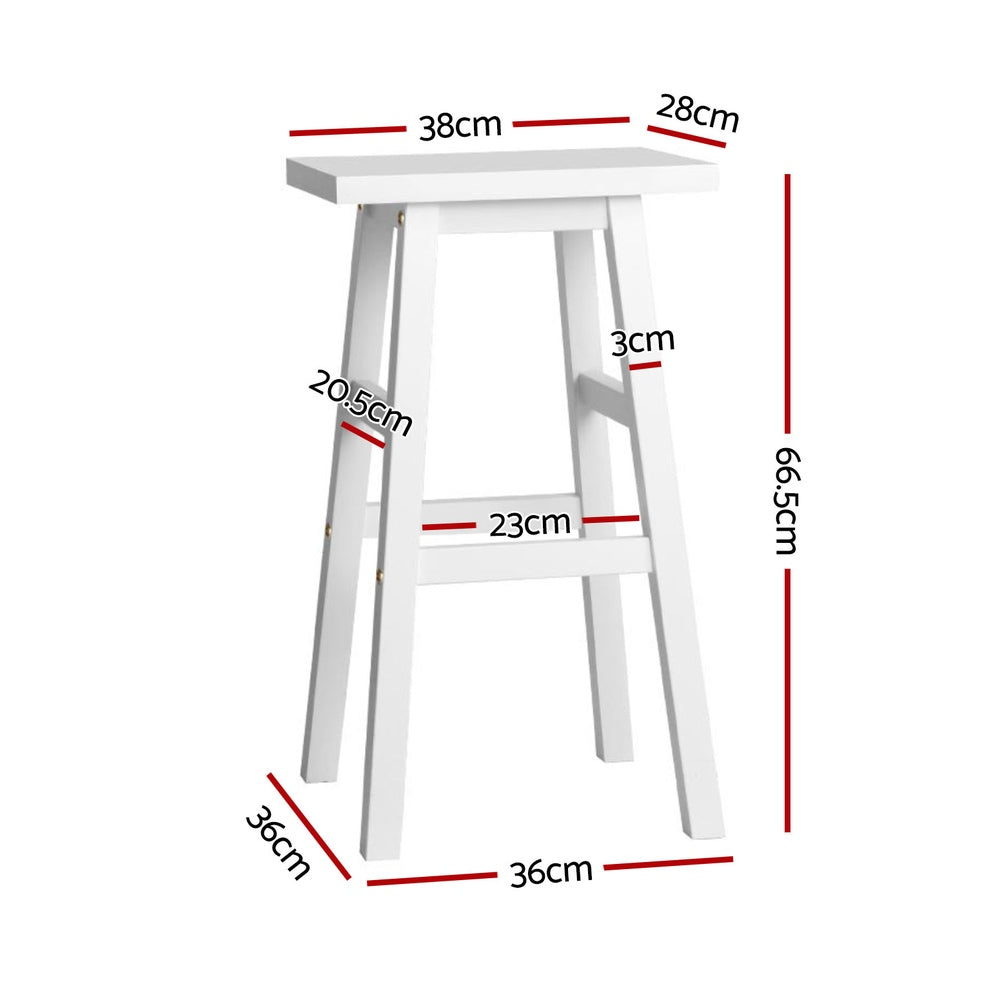 TWSC 4x Bar Stools Kitchen Chairs Wooden White
