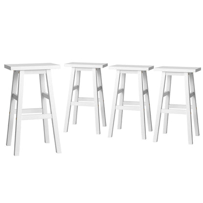 TWSC 4x Bar Stools Kitchen Chairs Wooden White