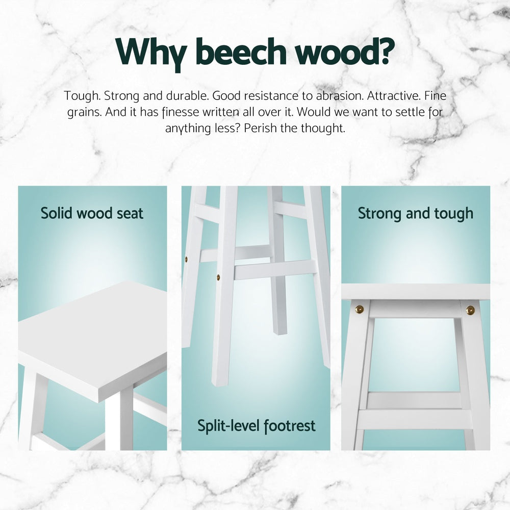 TWSC 4x Bar Stools Kitchen Chairs Wooden White