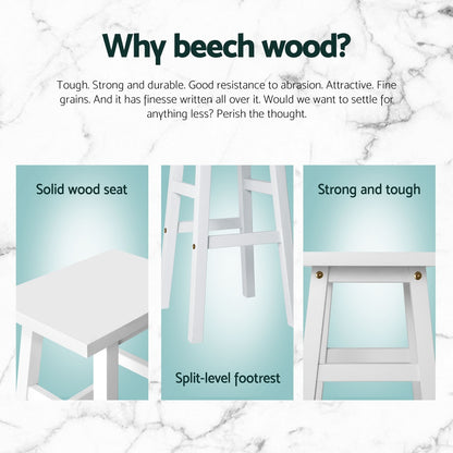 TWSC 4x Bar Stools Kitchen Chairs Wooden White