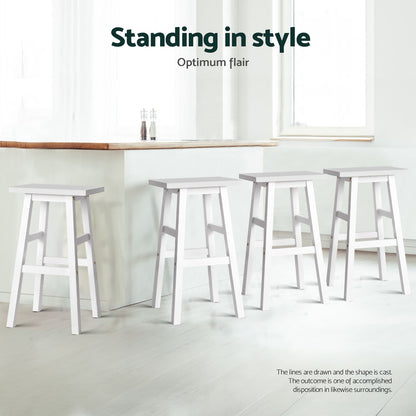 TWSC 4x Bar Stools Kitchen Chairs Wooden White