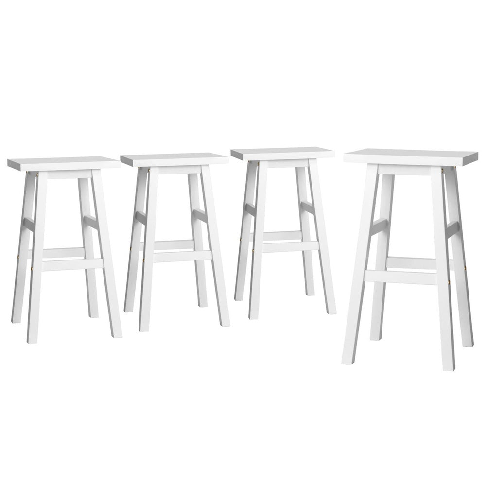 TWSC 4x Bar Stools Kitchen Chairs Wooden White