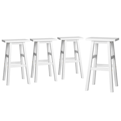 TWSC 4x Bar Stools Kitchen Chairs Wooden White