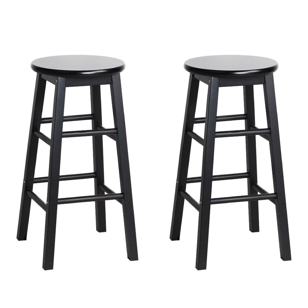 Artiss 2x Bar Stools Round Wooden Chairs