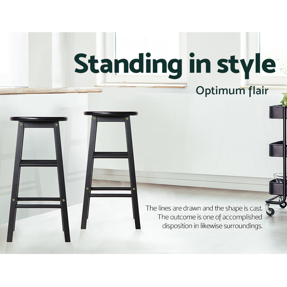 Artiss 2x Bar Stools Round Wooden Chairs