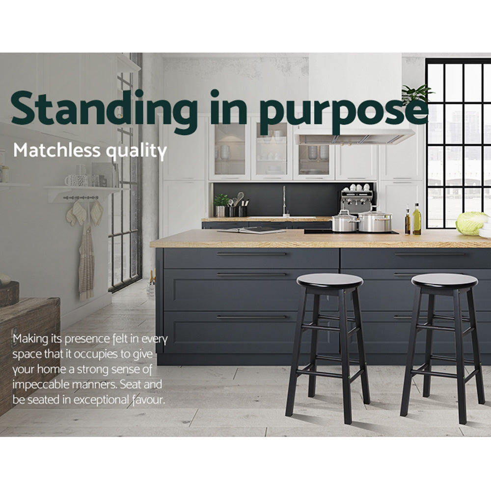 Artiss 2x Bar Stools Round Wooden Chairs