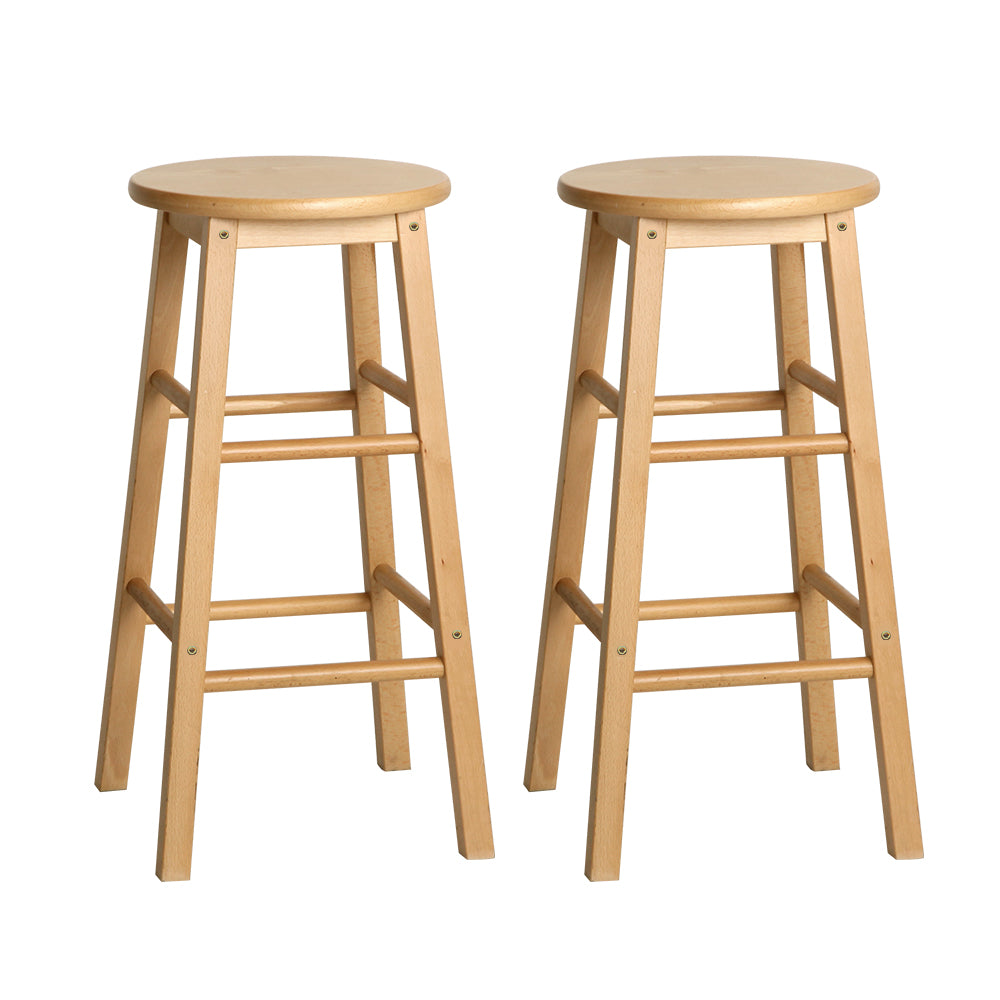 Artiss 2x Bar Stools Round Wooden Chairs