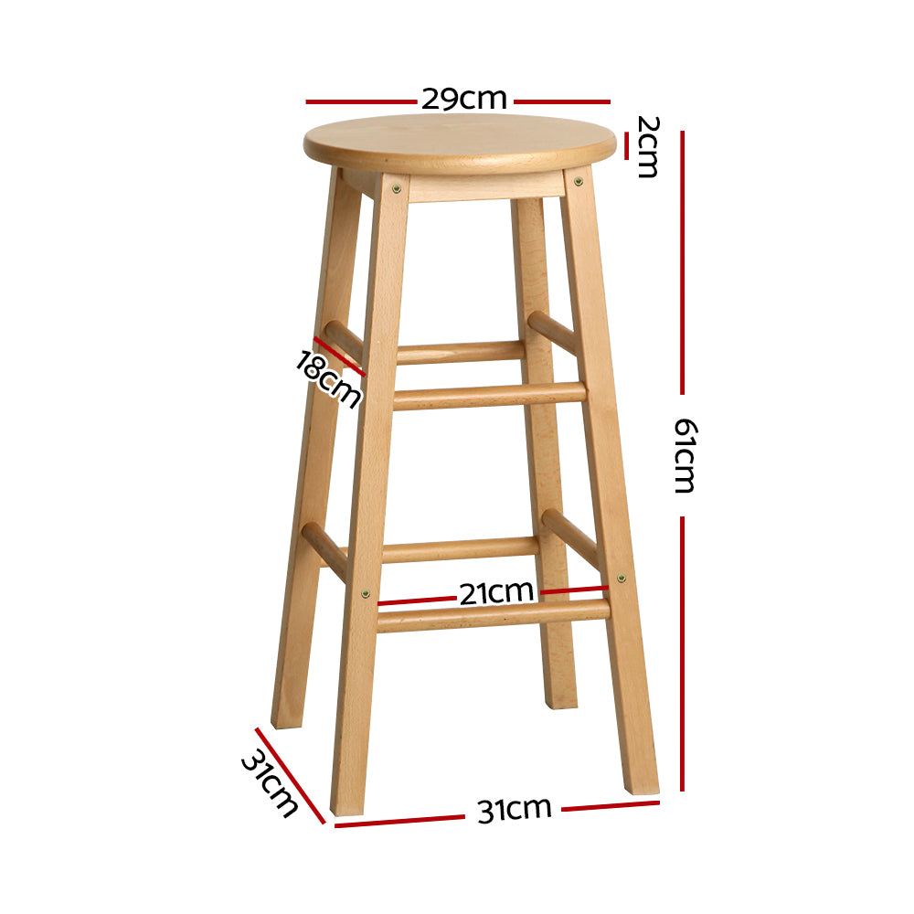 Artiss 2x Bar Stools Round Wooden Chairs