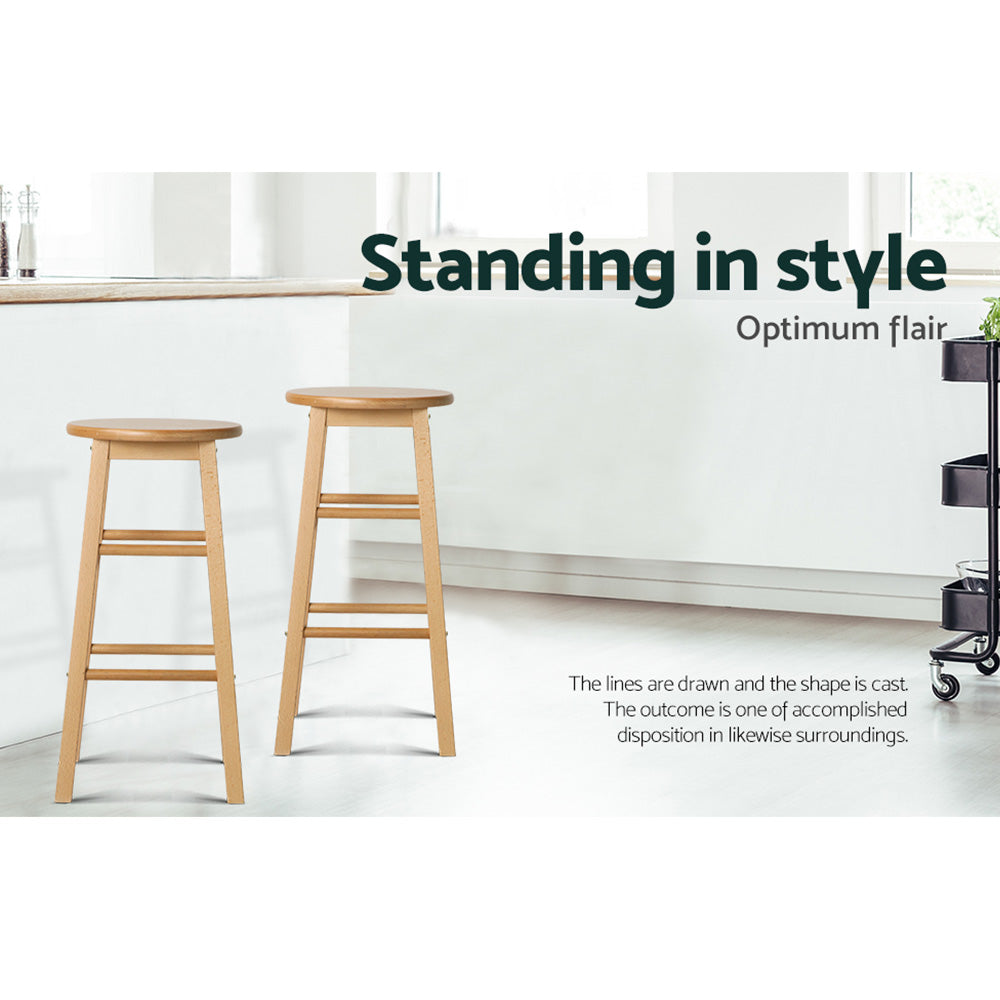 Artiss 2x Bar Stools Round Wooden Chairs