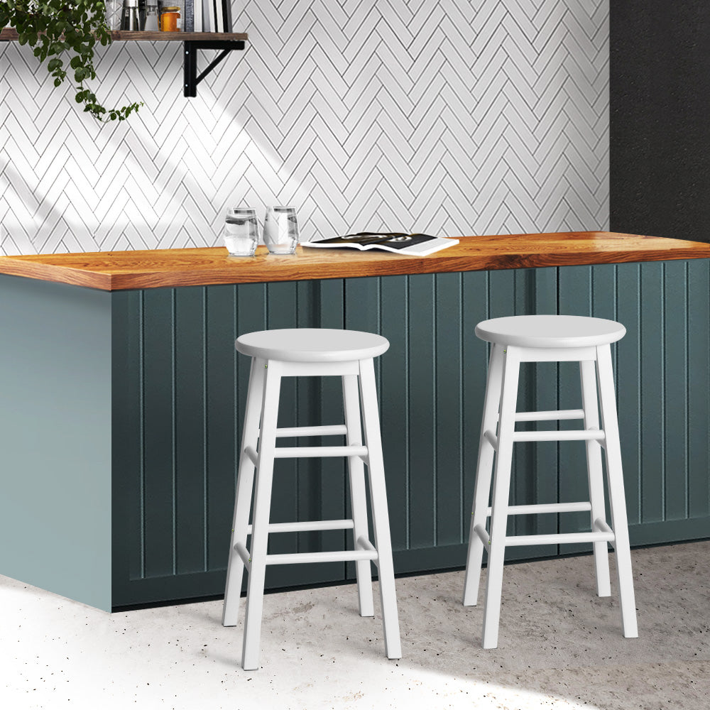Artiss 2x Bar Stools Round Wooden Chairs