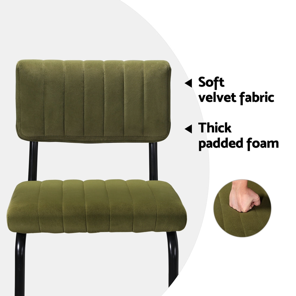 TWSC 2x Bar Stools Velvet Chairs Green