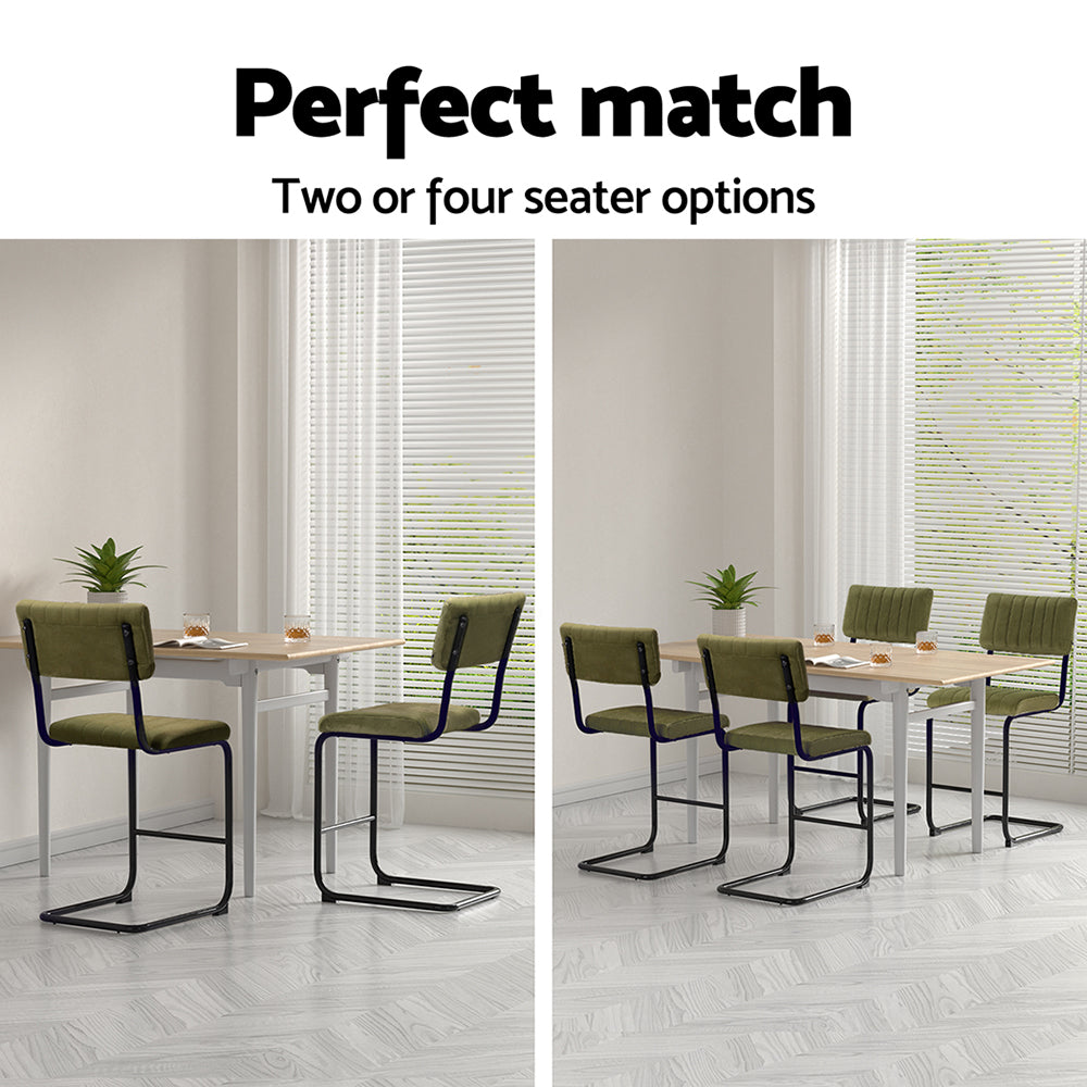 TWSC 2x Bar Stools Velvet Chairs Green