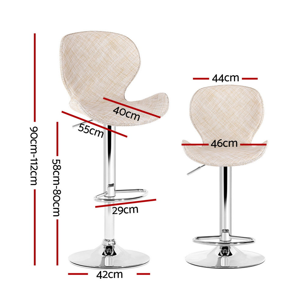 Bar Stools Set of 2 – Swivel Gas Lift, Beige PE Rattan