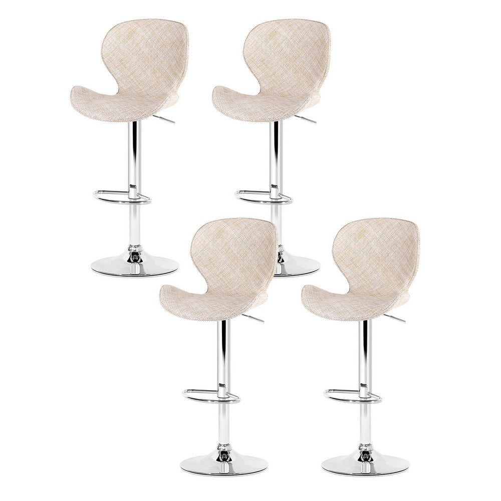 Bar Stools Set of 4 – Swivel Gas Lift, Beige PE Rattan Seat