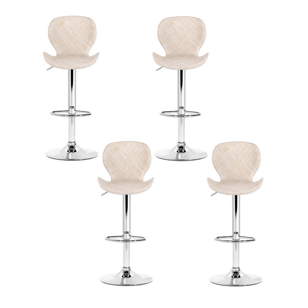 Bar Stools Set of 4 – Swivel Gas Lift, Beige PE Rattan Seat