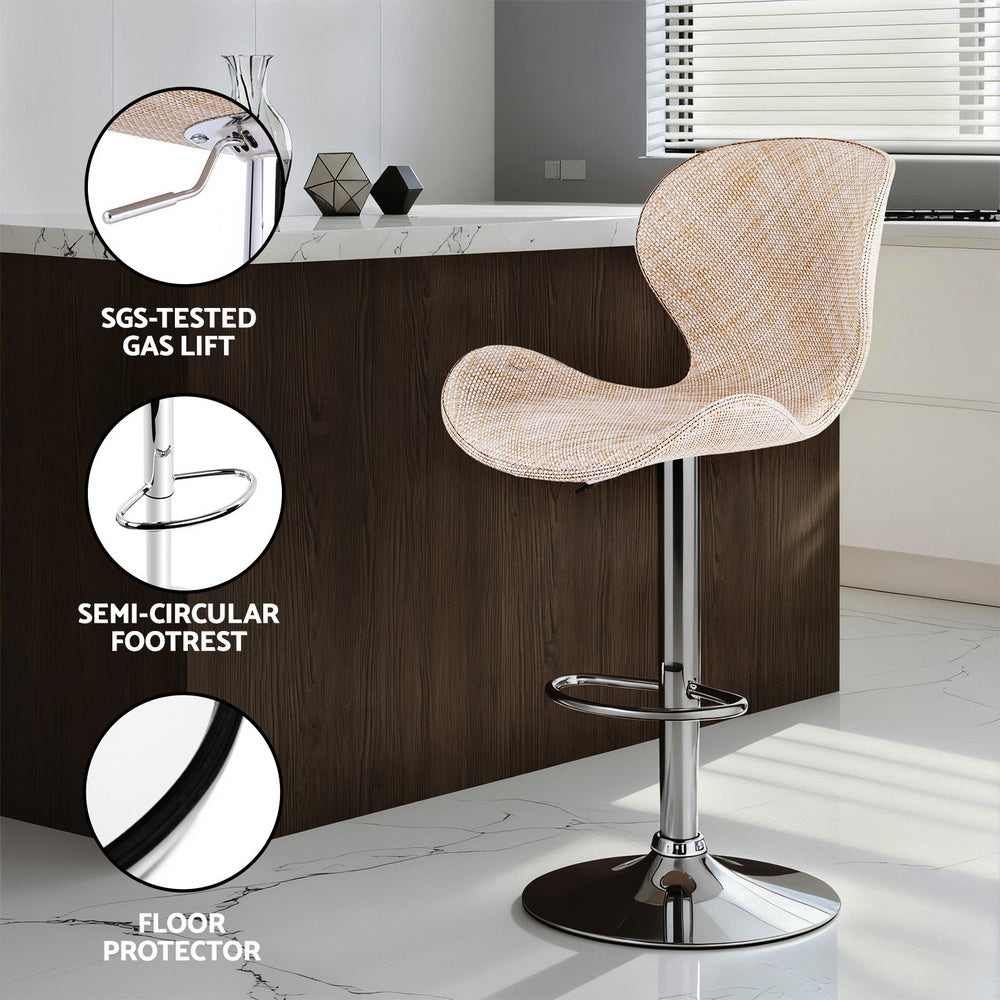 Bar Stools Set of 4 – Swivel Gas Lift, Beige PE Rattan Seat