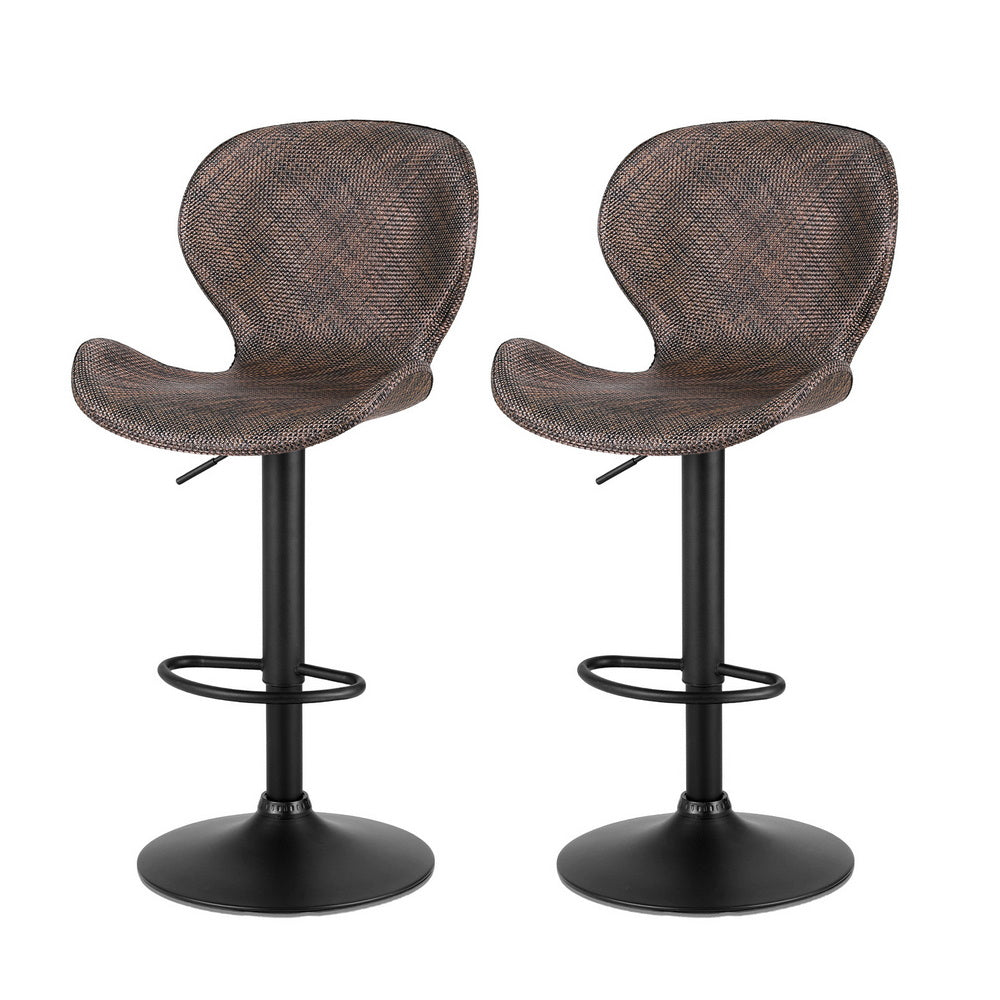 Bar Stools Set of 2 – Swivel Gas Lift, Brown PE Rattan