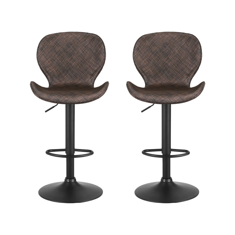 Bar Stools Set of 2 – Swivel Gas Lift, Brown PE Rattan