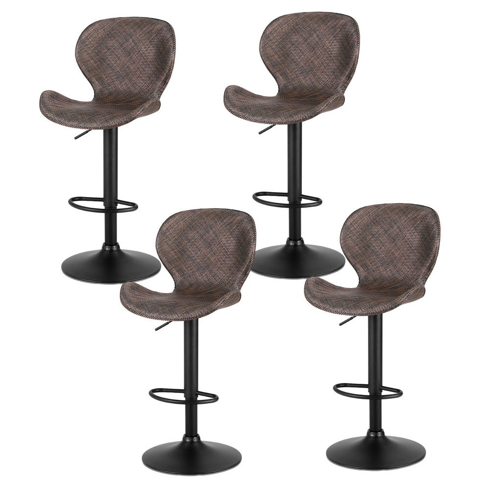 Bar Stools Set of 4 – Swivel Gas Lift, Brown PE Rattan