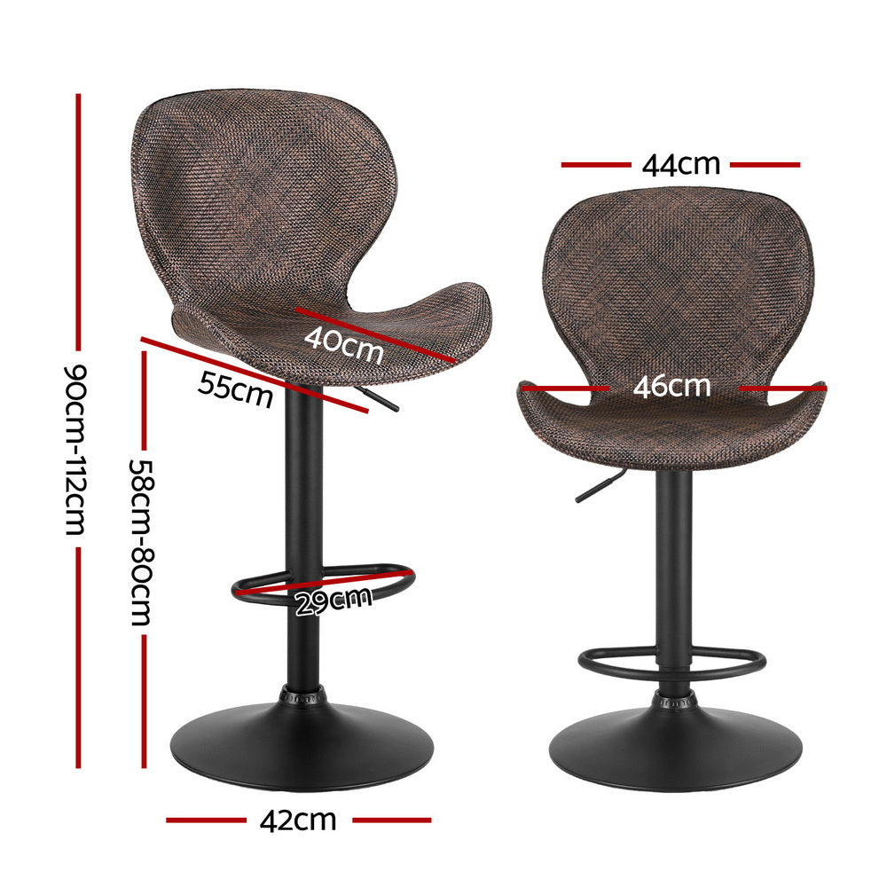Bar Stools Set of 4 – Swivel Gas Lift, Brown PE Rattan
