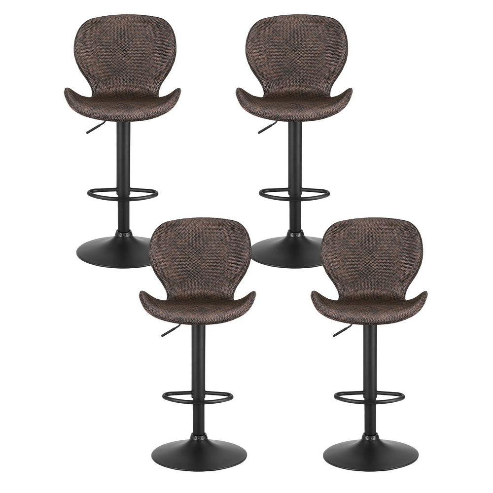 Bar Stools Set of 4 – Swivel Gas Lift, Brown PE Rattan