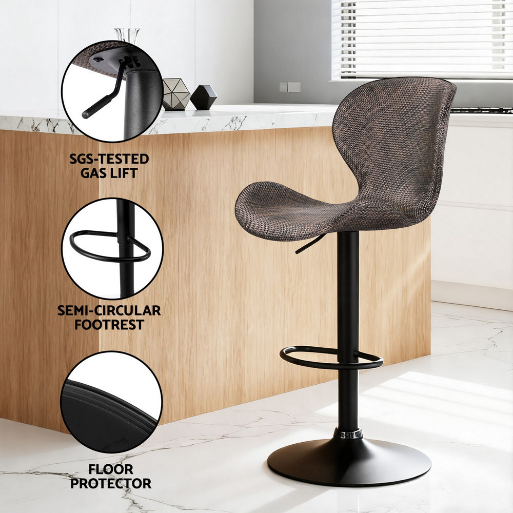 Bar Stools Set of 4 – Swivel Gas Lift, Brown PE Rattan