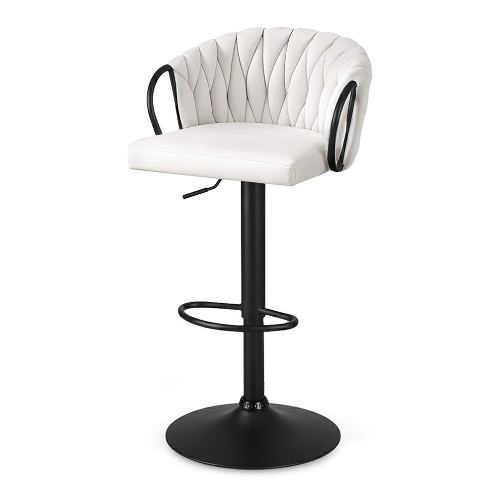 Bar Stool – Adjustable Velvet Seat, Ivory Woven Design